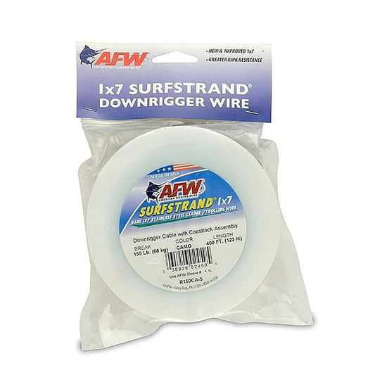 American Fishing Wire Kit Downrigger Cable 150lb 400' 1X7 Surfstrand