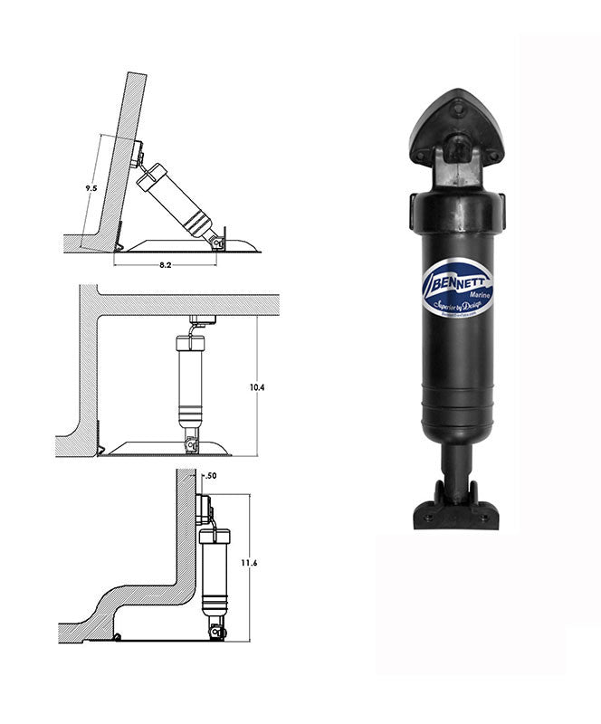 Bennett A1200SRC Short Hydraulic M80/M120 Actuator (w/ Rivet Clearance)