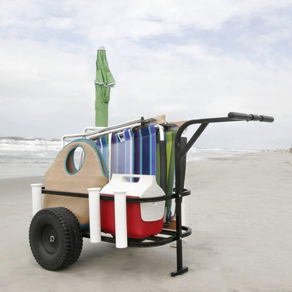 SEA STRIKER – BRSC Pier/Surf/Beach Fishing Cart - Black - 14.5"D x 34"W x 7"H.