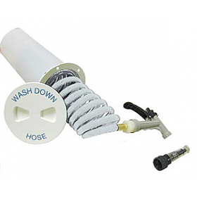 Wash Down Station - w/Polar White Lid - 15' White Hose - Pistol Grip Nozzle