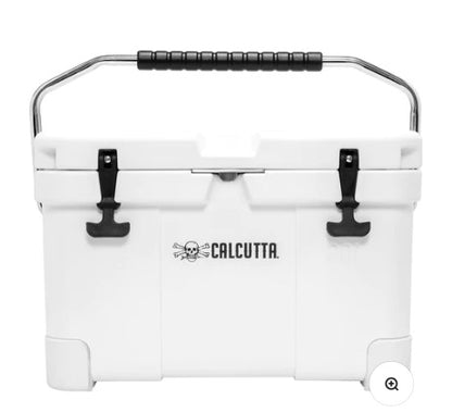 Calcutta Renegade Cooler 20 Liter White w/LED Drain Plug, SS Carry Handle