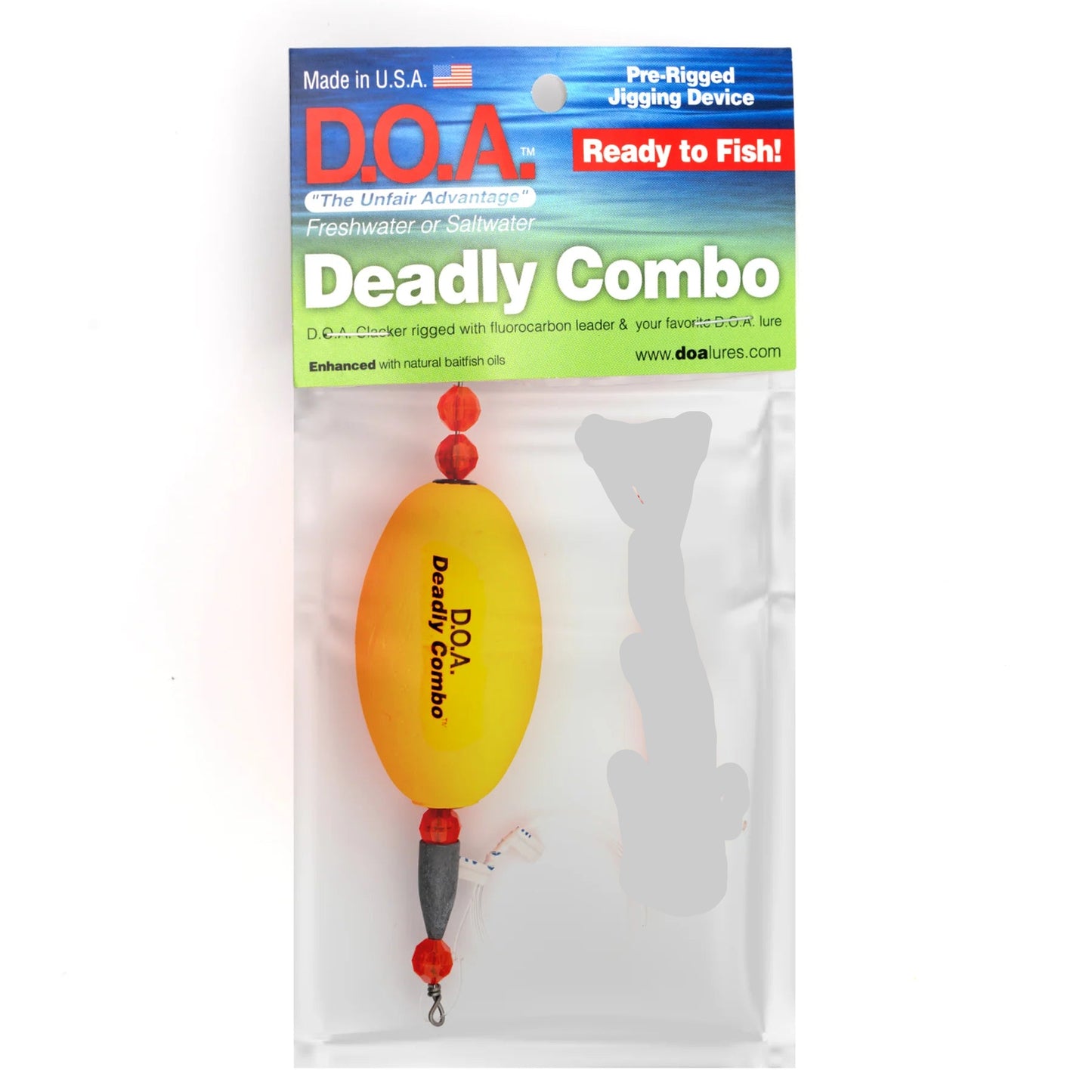 DOA Deadly Combo Oval Clacker w/ 3" Shrimp PEARL/GREEN BACK/RED 372