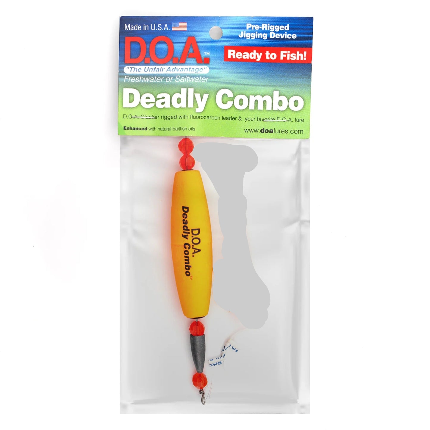 D.O.A. Deadly Combo Cigar Clacker w/ 3" Shrimp PEARL/GREEN BACK/RED 372