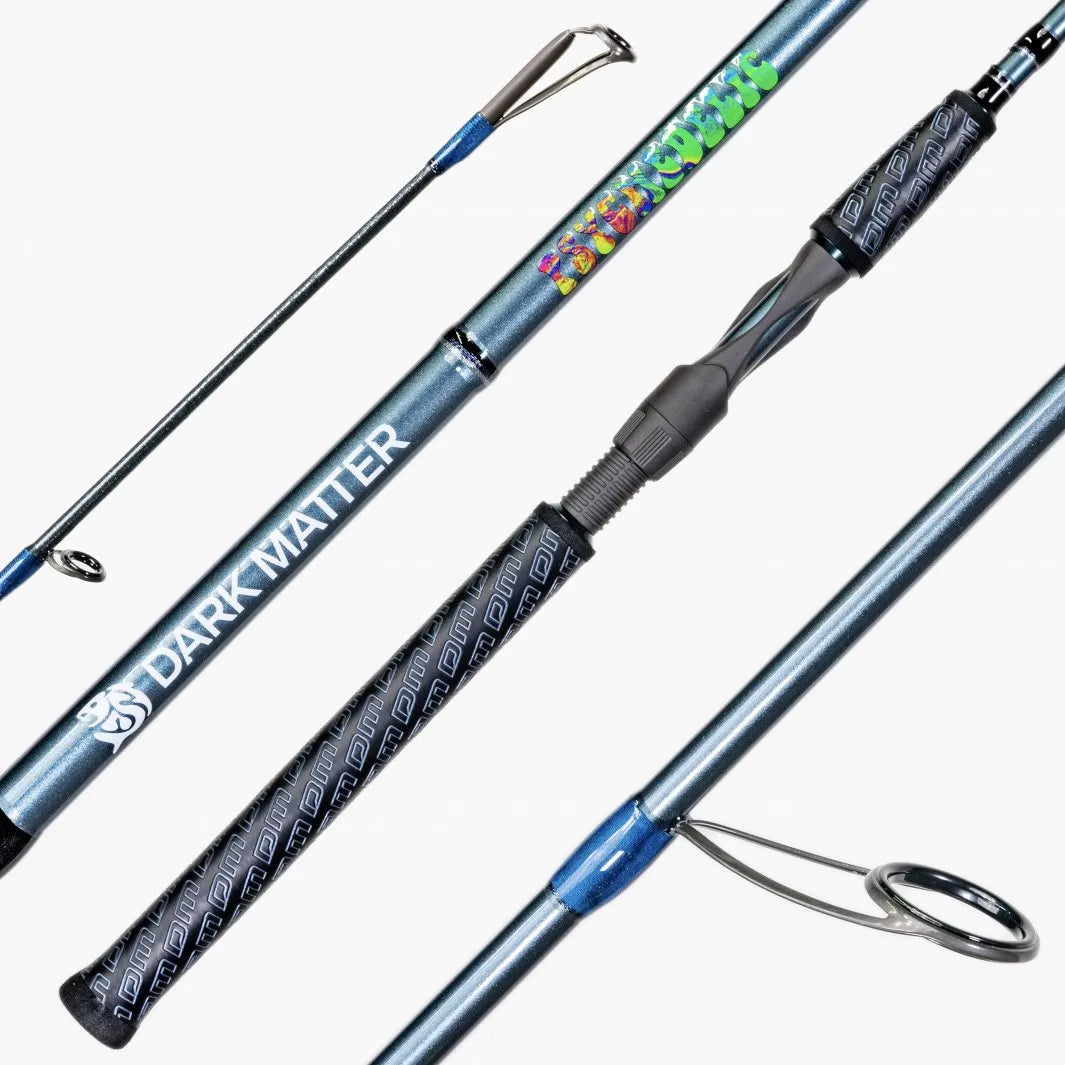 Dark Matter Psychedelic Inshore 7' Medium Heavy Gun Metal Spinning Rod 10-17lb