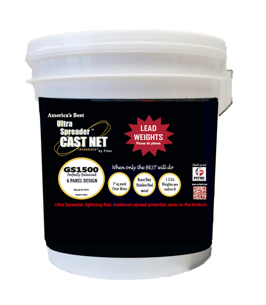 Fitec GS 1500 Series Cast Net 1" Clear Mono 12 ft 12'.