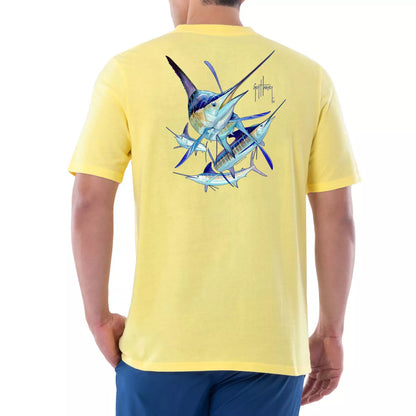 Guy Harvey Men’s Short Sleeve Pocket T-Shirt Sunshine Yellow Slam