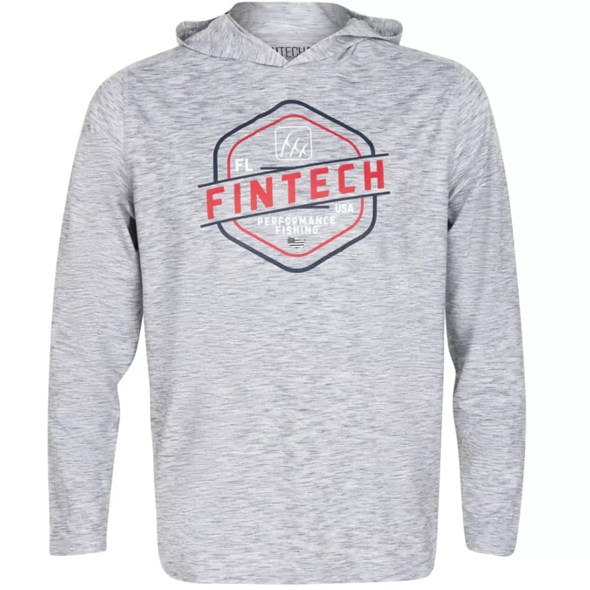 Fintech FPF Badge Coastal Performance UV Pullover Hoodie - Glacier Gray Heather