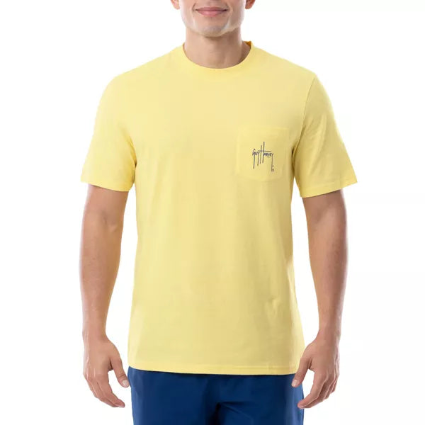 Guy Harvey Men’s Short Sleeve Pocket T-Shirt Sunshine Yellow Slam