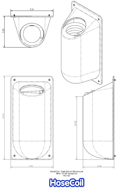 HoseCoil Enclosure Side Mount with Nozzle and 15' Performance Hose