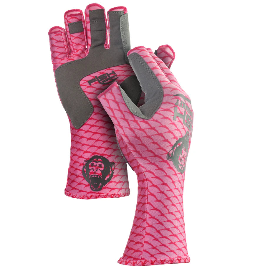 Fish Monkey Half-Finger Guide Glove Pink Scale