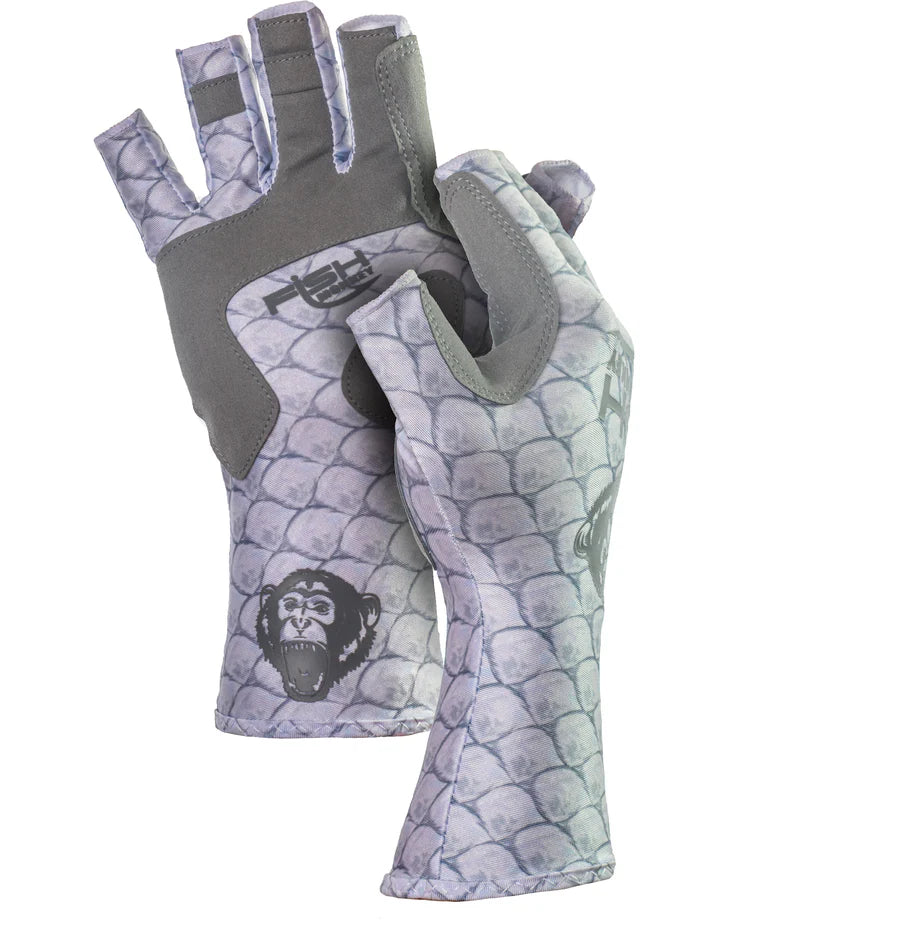 Fish Monkey Half-Finger Guide Glove Tarpon Grey Scale