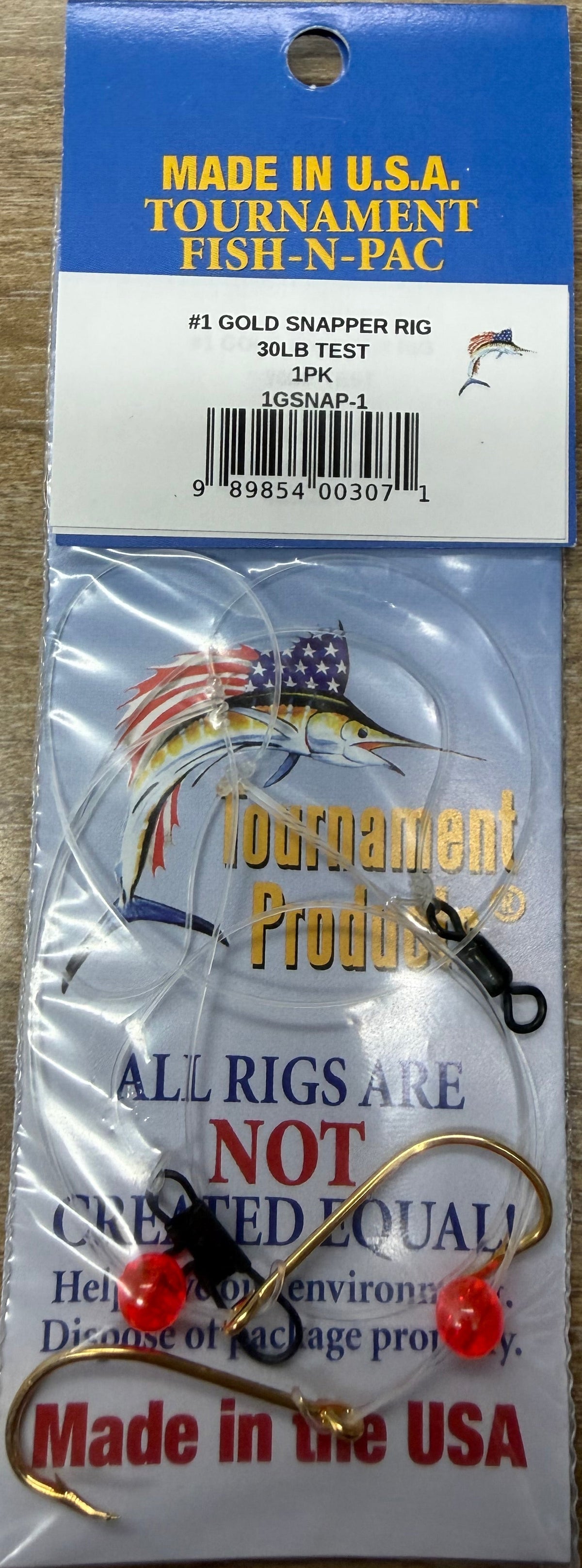 Tournament Fish-N-Pac Gold Snapper 2 Hook Bait Rig