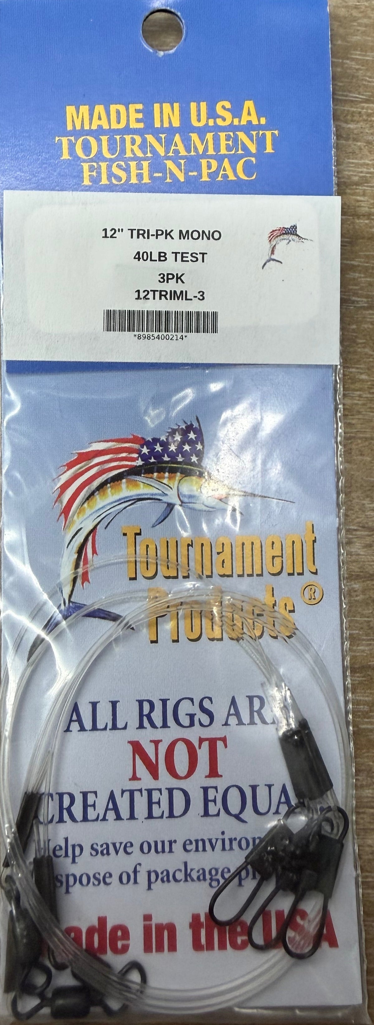 Tournament Fish-N-Pac Monofilament Leader 3 Pack