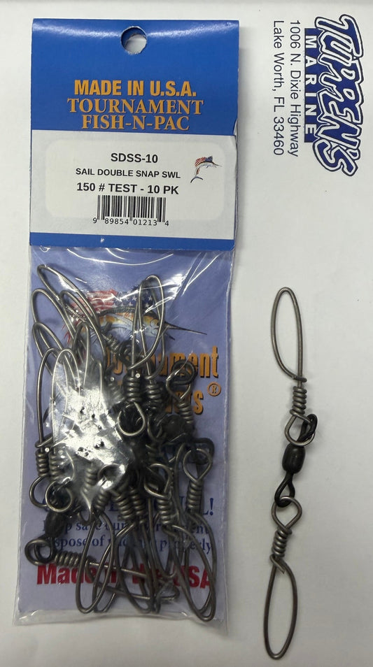 Tournament Fish-N-Pac Sail Double Snap Swivel #150 Test - 10PK
