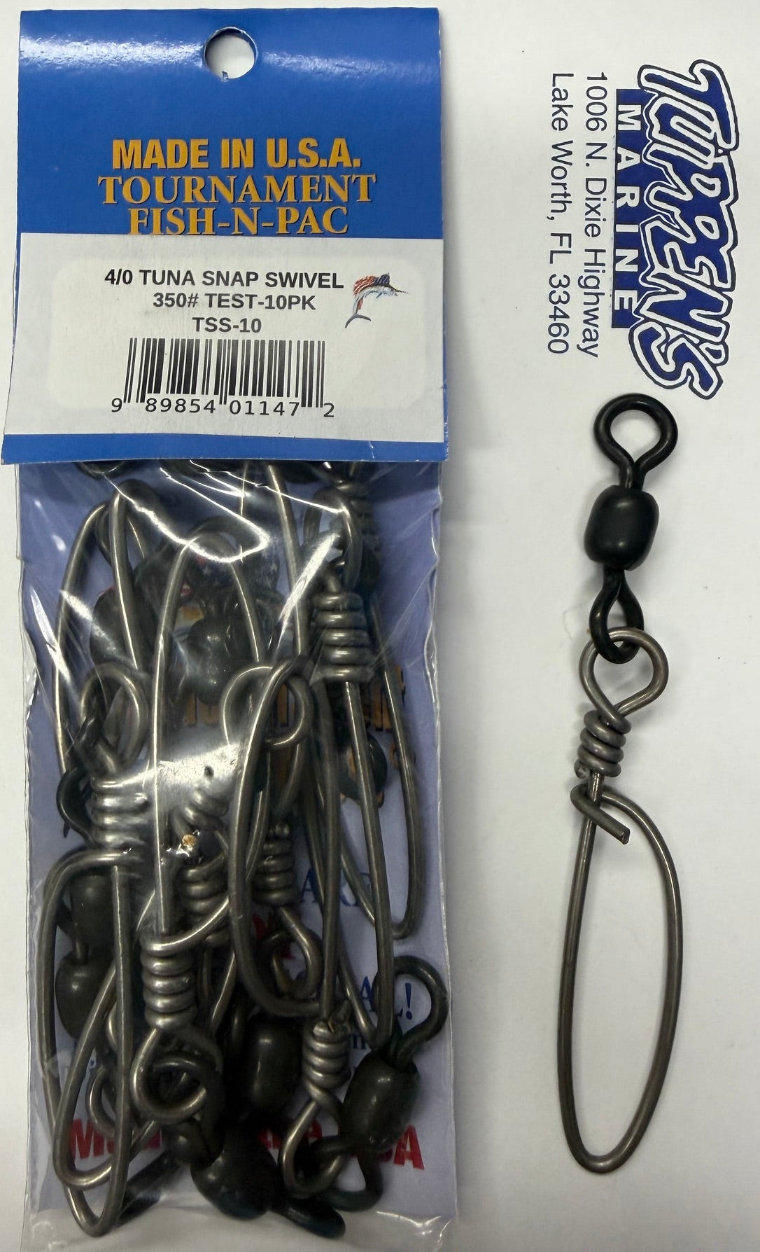Tournament Fish-N-Pac 4/0 Tuna Snap Swivel 350lb 10-Pack