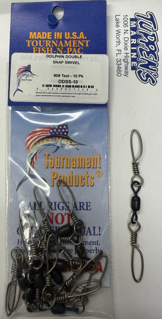 Tournament Fish-N-Pac Dolphin Double Snap Swivel 90lb 10 Pack DDSS-10