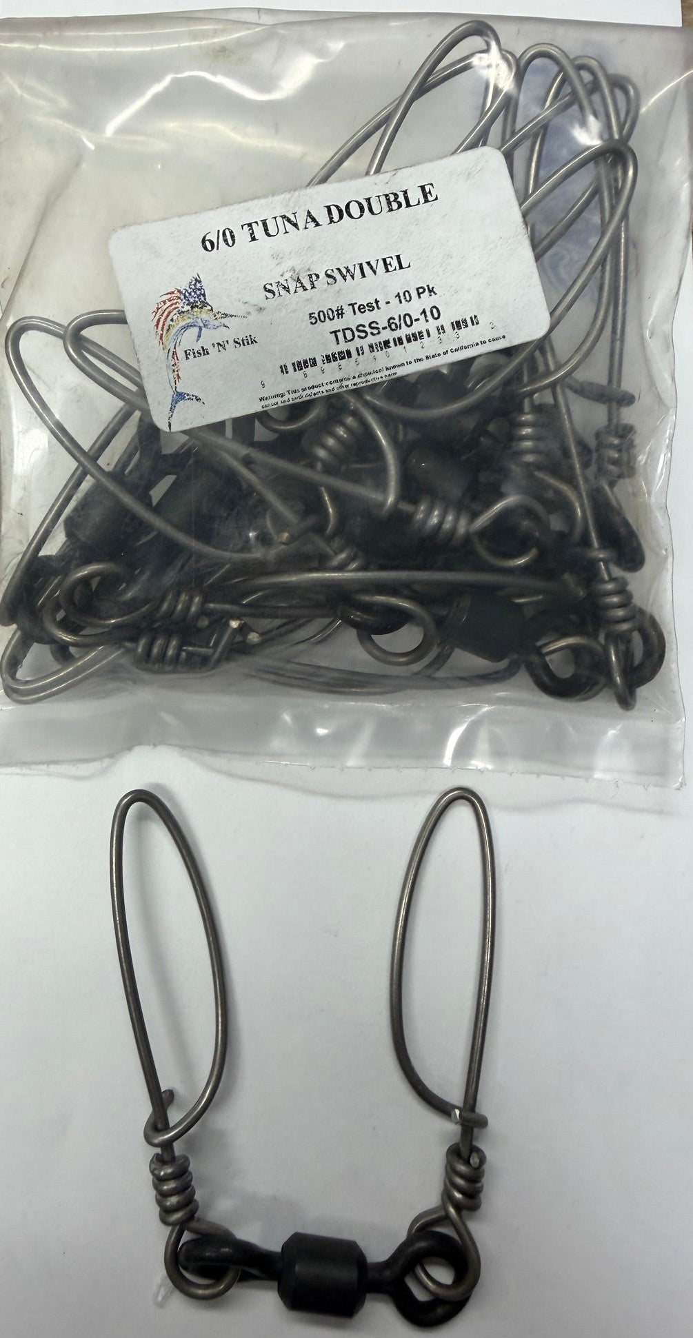 Tournament Fish-N-Pac Tuna Double Snap Swivel 6/0 500lb 10 Pack