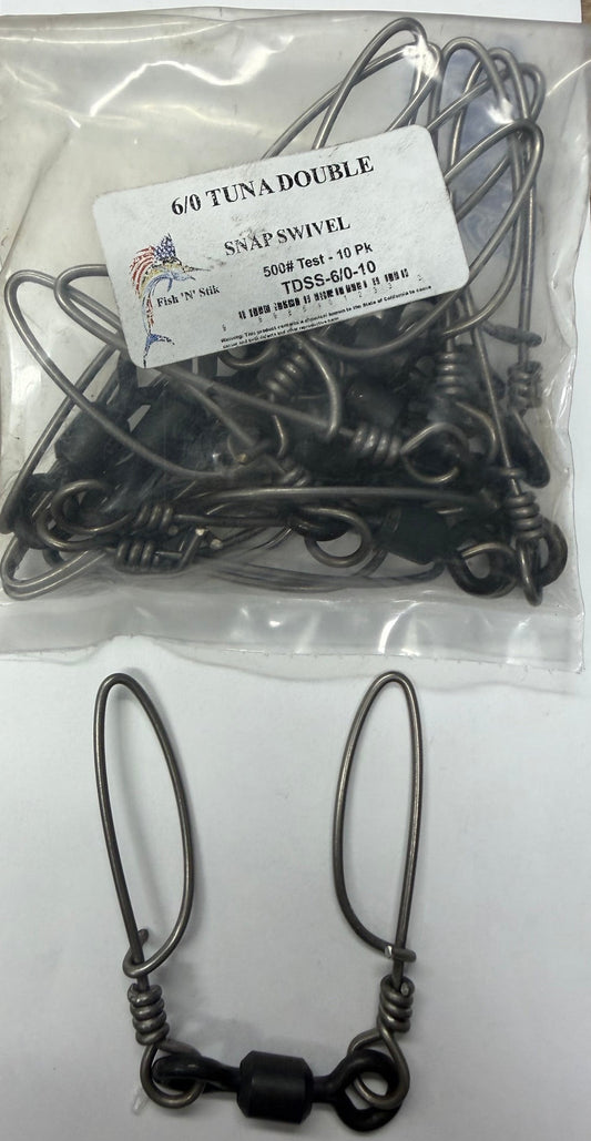 Tournament Fish-N-Pac Tuna Double Snap Swivel 6/0 500lb 10 Pack