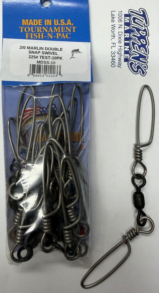 Tournament Fish-N-Pac 2/0 Marlin Double Snap Swivel 225lb 10 Pack MDSS-10