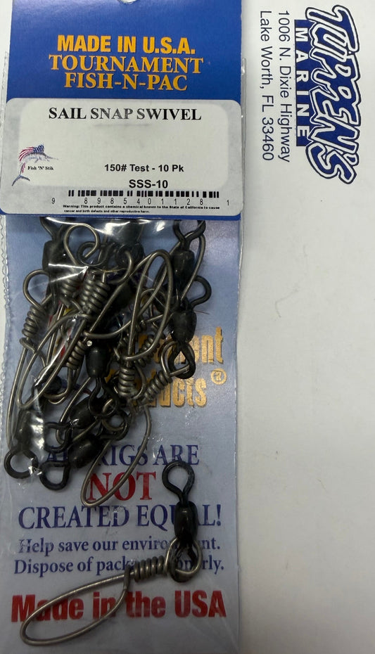 Tournament Fish-N-Pac Sail Snap Swivel 150lb 10 Pack