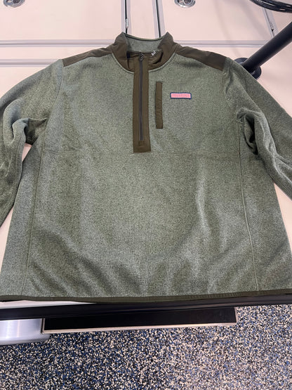 Vineyard Vines Quarter Zip Sweater Jacket Olive Green