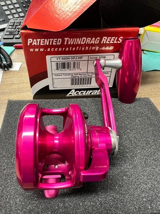 Accurate Valliant 500 VT-500N-SPJ-HP Narrow Reel Slow Pitch Jigging V2 Custom Hot Pink