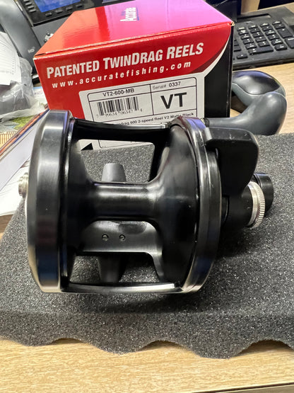 Accurate Valiant 2 600 VT2-600-MB 2 Speed Custom Matte Black V2 Reel