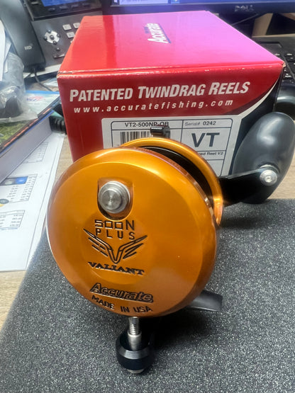 Accurate Valiant 2 VT2-500NP-OB 500 Narrow Plus 2-Speed Custom Orange Black Reel
