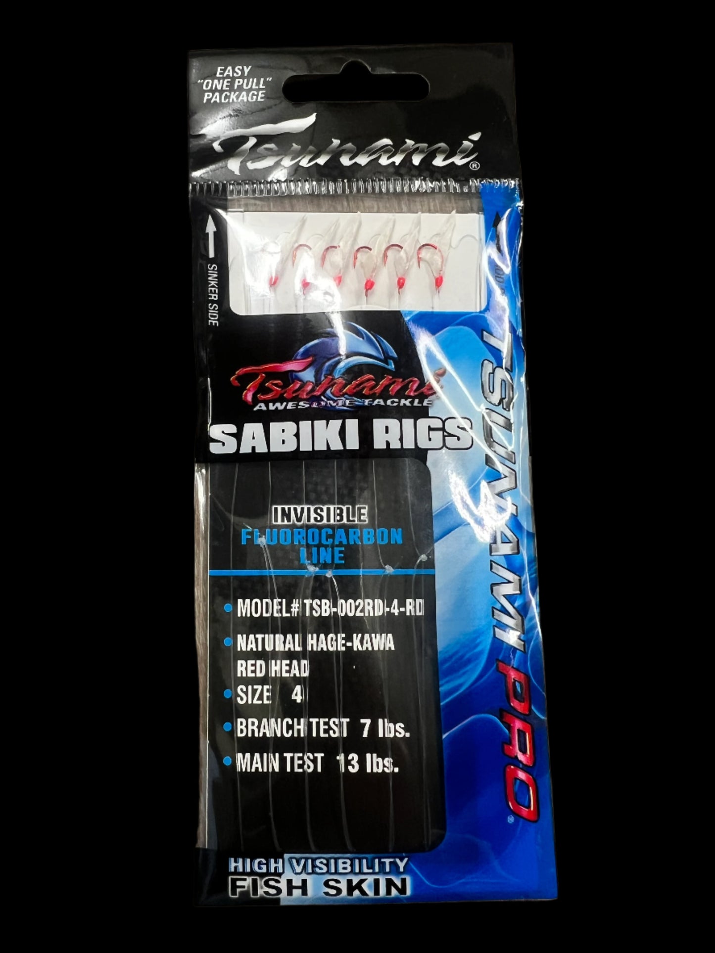 Tsunami TSB-002RD Pro Fluorocarbon Natural Sabiki Rig Red Hooks