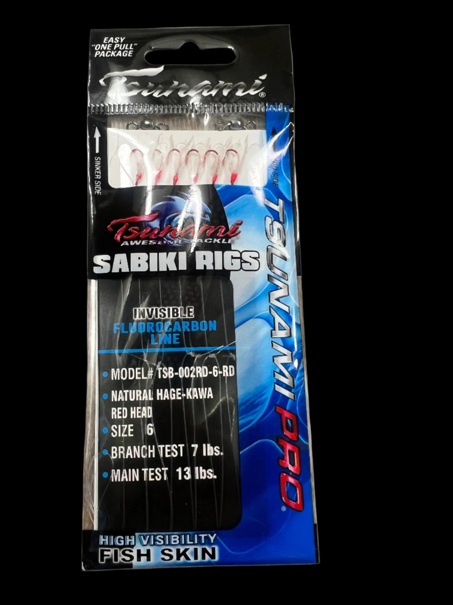 Tsunami TSB-002RD Pro Fluorocarbon Natural Sabiki Rig Red Hooks