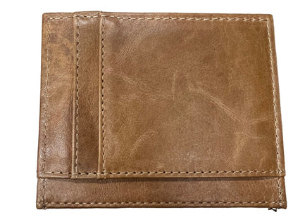 Zep-Pro Leather Tan Dolphin Mahi Leather Wallet Slim Front Pocket