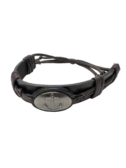 Zep-Pro 5/8"Burnished Leather Anchor Concho Bracelet.