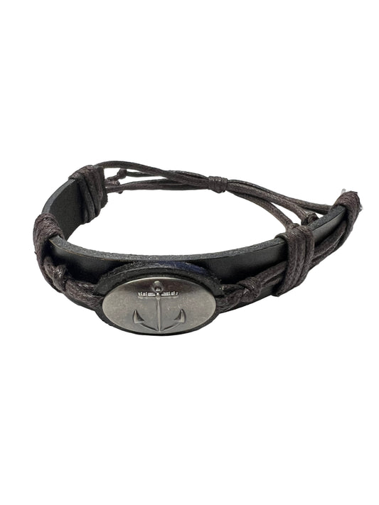 Zep-Pro 5/8"Burnished Leather Anchor Concho Bracelet.