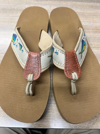 Zep-Pro Men's Mahi Dolphin Tan Sandal Flip Flop Flying Fish.