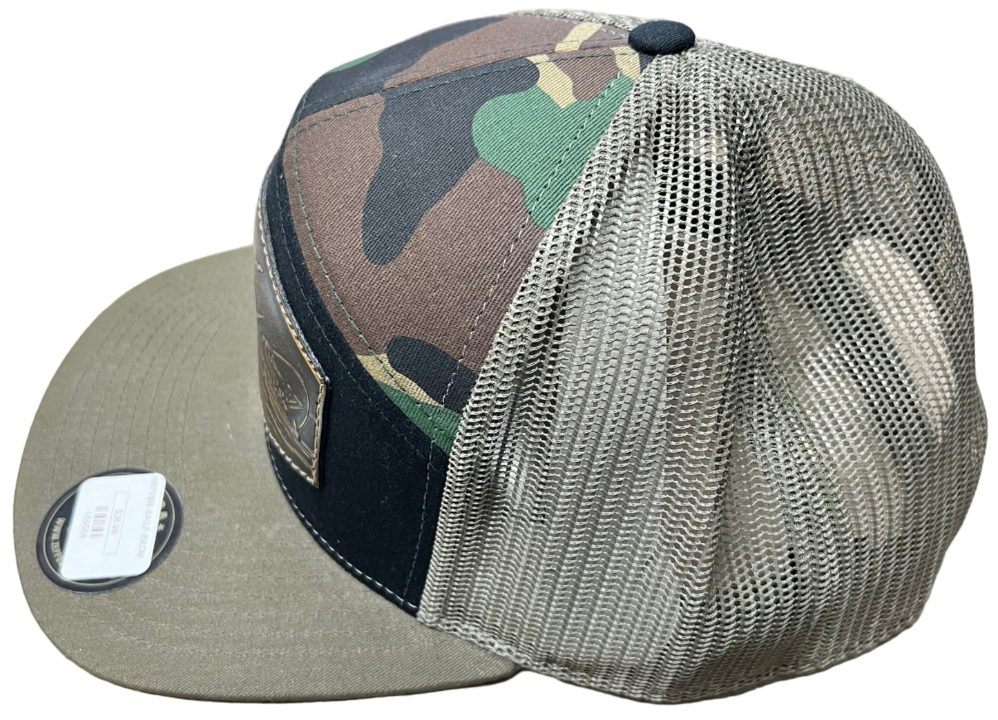Zep-Pro 7 Panel Hat Black/Camo Sailfish Hat Adjustable Leather Patch