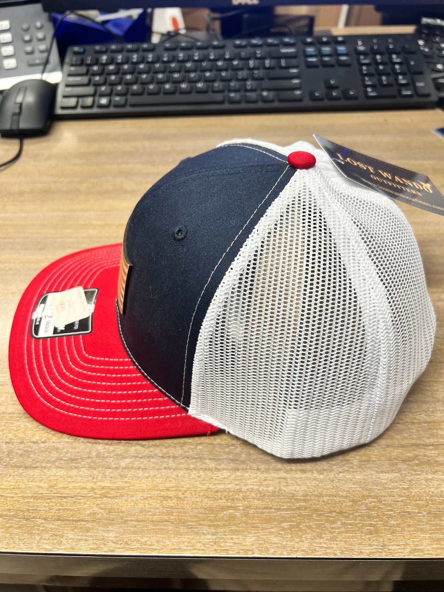 Lost Wando - USA Flag Leather Patch Red White Black Richardson Hat