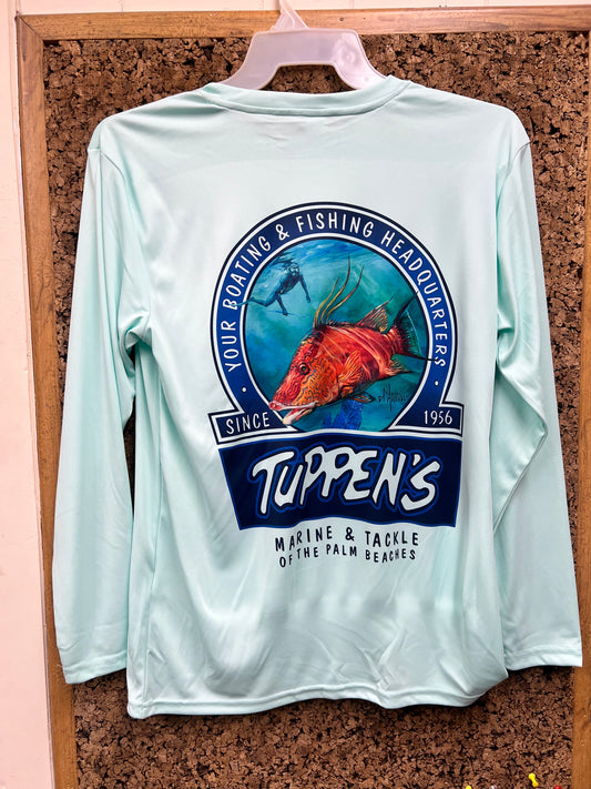 Tuppen's Hogfish Long Sleeve Seafoam Green Performance T-Shirt