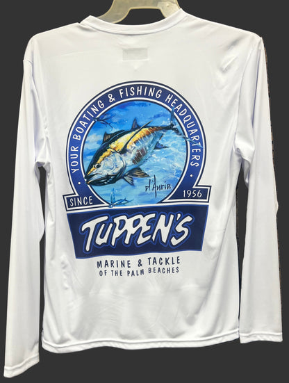 Tuppen's Tuna White Long Sleeve Performance T-Shirt