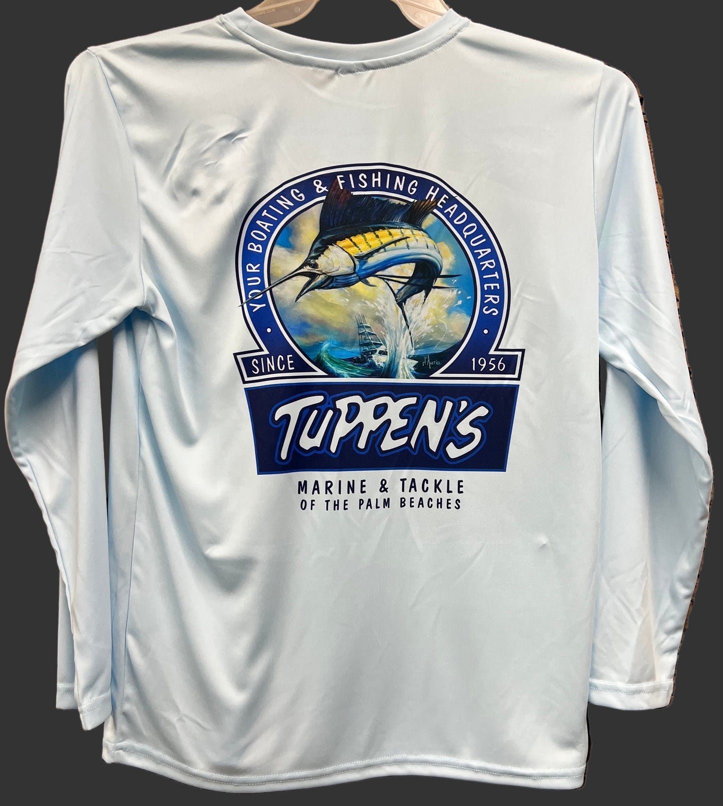 Tuppens Youth Sailfish Blue Long Sleeve Performance T-Shirt SPF 50