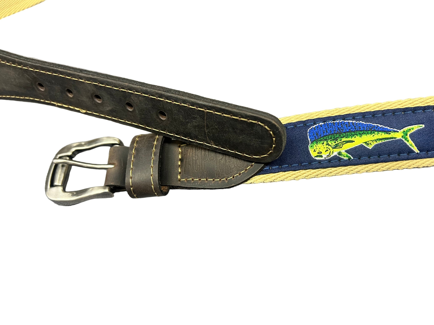 Zep Pro Ribbon Belt Navy Action Dolphin-Roller Buckle Buff