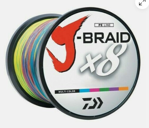 Daiwa J-Braid x8 Grand 80lb. 3000Y – Multi-Color.