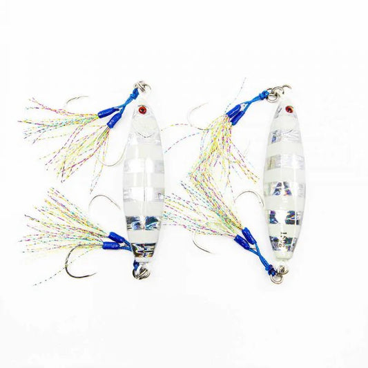 Jigs R Us Slow Pitch Baitfish Silver Glow w/ Assist Hooks - 150g