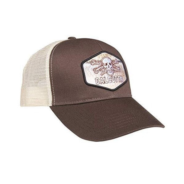 Calcutta 6 panel mesh cap Brown crown & brim bone mesh, Snook