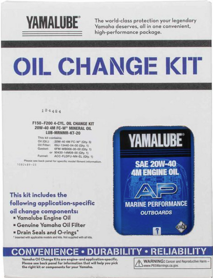 Yamaha OEM F150 - F200 20W-40 Oil Change Kit, Yamalube. LUB-MRNMR-KT-20.