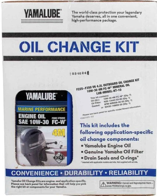 Yamaha OEM F225 - F350 V6, 4.2L 20W-40 Oil Change Kit, Yamalube. LUB-MRNXL-KT-20.