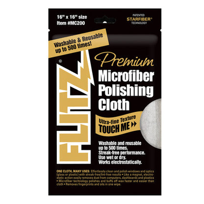 FLITZ MC-200 Reusable Microfiber Polishing Cloth - 16" x 16" Inch.