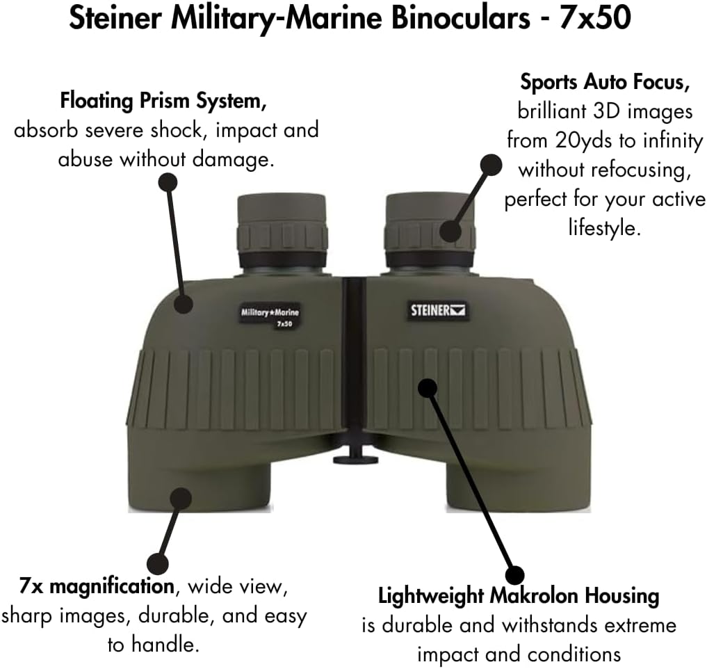 Steiner Optics Military Marine Series 7X50 Green Binoculars - 2038 Free Shipping