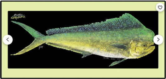 Realfish USA Gyotaku “ Mahi-Mahi “ Floor Door Mat 18x40 Dolphin Dorado