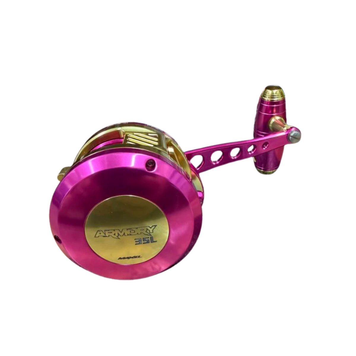 Maxel Armory 35L Level Wind Custom Pink Light Gold Conventional Reel Left Hand