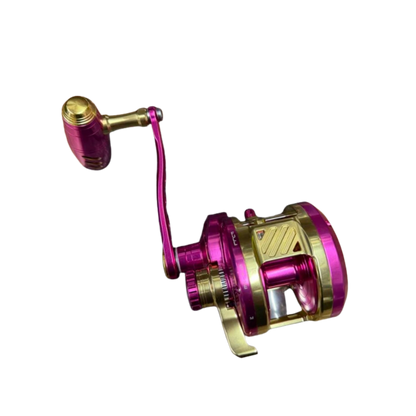 Maxel Armory 35L Level Wind Custom Pink Light Gold Conventional Reel Left Hand